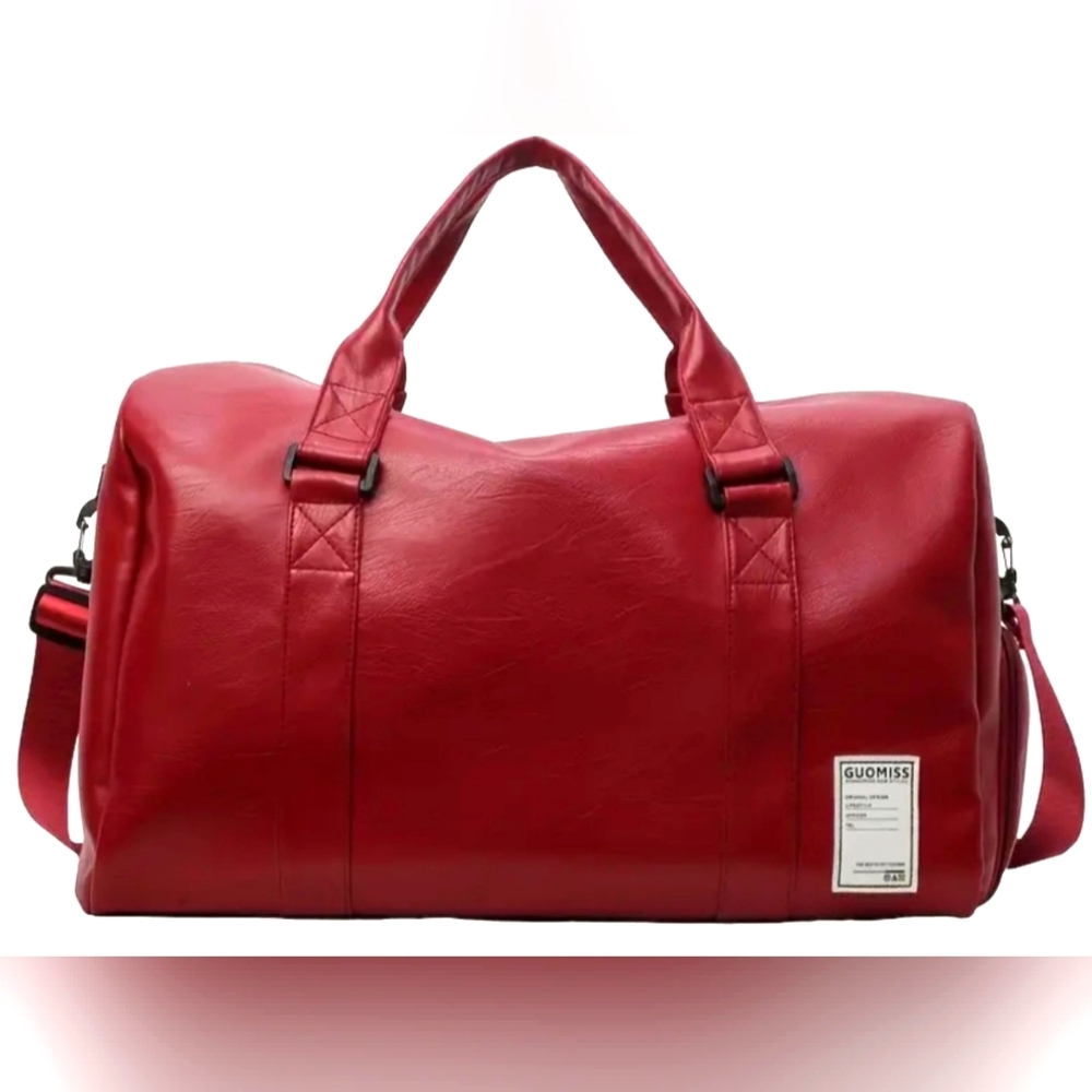 Faux Leather Deep Red Travel Bag